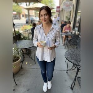 H&M Striped Button-Up Shirt | Size Small | Casual Classic Top